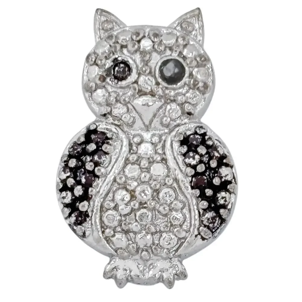 Vintage Sterling Silver 925 Cubic Zirconia Owl Pendant